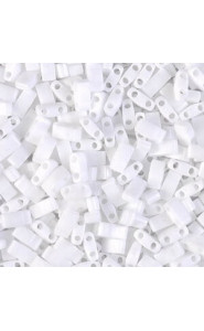 Miyuki half tila 5x2.4mm beads - White opaque HTL-402